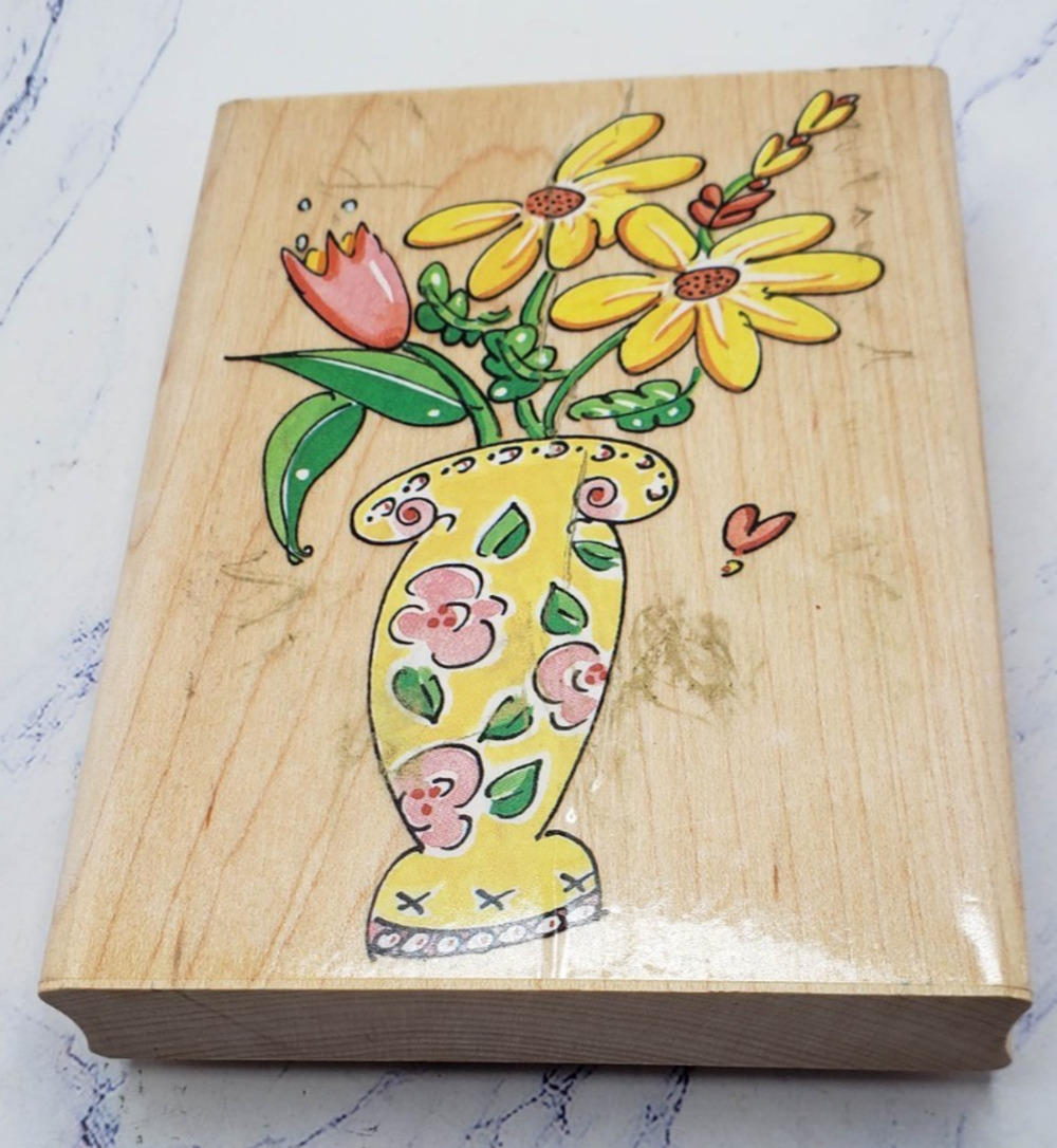 Festival Bouquet Floral Stampa Rosa Wood Mounted Rubber Stamp 50-111